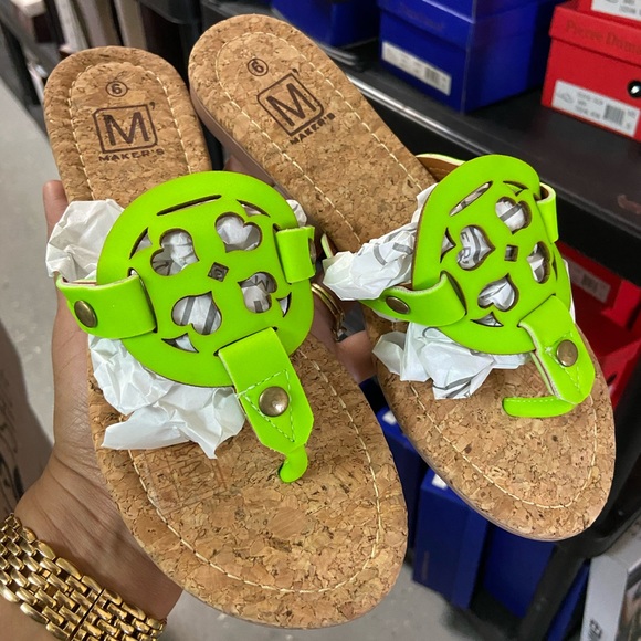 Makers Shoes - Neon Green Sandals Cork Sandals
